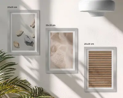 Set od 3 slike u okviru kamenje, drvo, tkanina i razne teksture