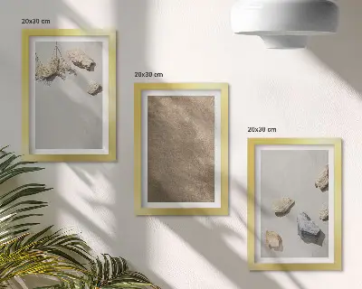 Set od 3 slike u okviru prirodne strukture kamenja na plaži
