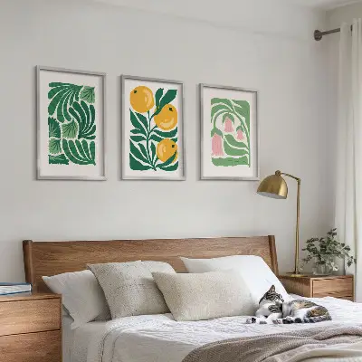 Minimalistički biljni uzorci triptih u okviru