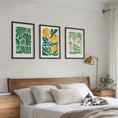 Minimalistički biljni uzorci triptih u okviru