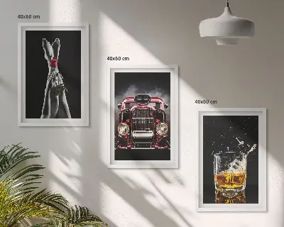 Zidna galerija ženske noge, ruža, auto i viski