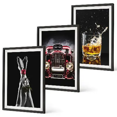 Zidna galerija ženske noge, ruža, auto i viski