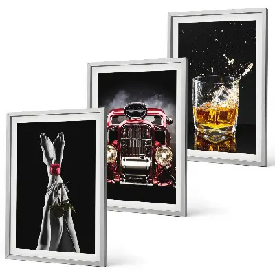 Zidna galerija ženske noge, ruža, auto i viski