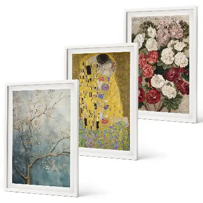 Slika cvijeća na drvetu Klimt set od 3 slike u okviru