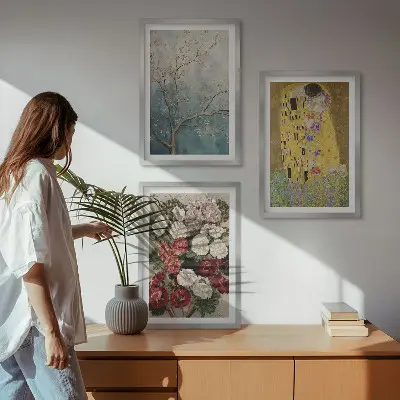 Slika cvijeća na drvetu Klimt set od 3 slike u okviru