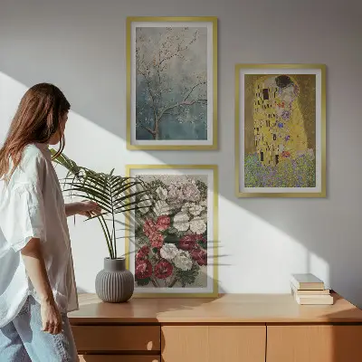 Slika cvijeća na drvetu Klimt set od 3 slike u okviru