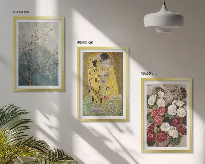 Slika cvijeća na drvetu Klimt set od 3 slike u okviru