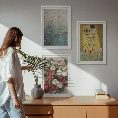Slika cvijeća na drvetu Klimt set od 3 slike u okviru