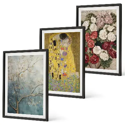 Slika cvijeća na drvetu Klimt set od 3 slike u okviru