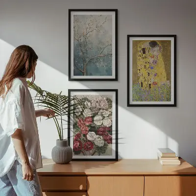 Slika cvijeća na drvetu Klimt set od 3 slike u okviru