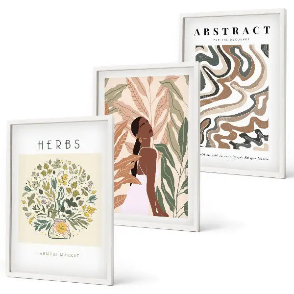 Boho pastelni minimalistički posteri triptih u okviru