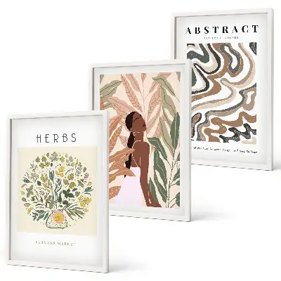Boho pastelni minimalistički posteri triptih u okviru