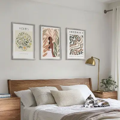 Boho pastelni minimalistički posteri triptih u okviru