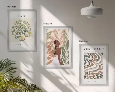 Boho pastelni minimalistički posteri triptih u okviru