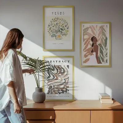 Boho pastelni minimalistički posteri triptih u okviru