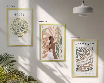 Boho pastelni minimalistički posteri triptih u okviru