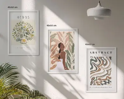 Boho pastelni minimalistički posteri triptih u okviru