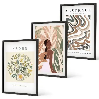 Boho pastelni minimalistički posteri triptih u okviru