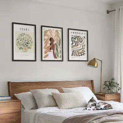 Boho pastelni minimalistički posteri triptih u okviru