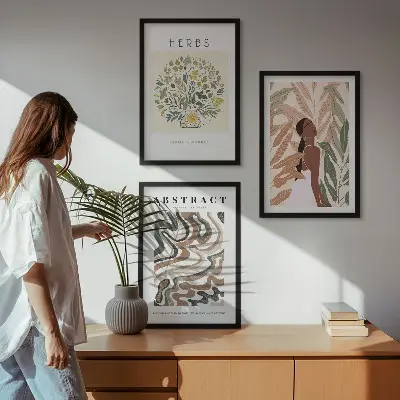 Boho pastelni minimalistički posteri triptih u okviru
