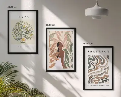 Boho pastelni minimalistički posteri triptih u okviru