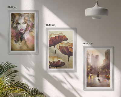 Zidna galerija Apstraktni portret žene s cvijećem i kišom