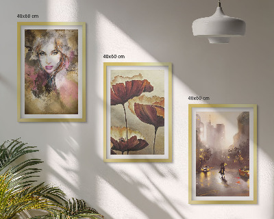 Zidna galerija Apstraktni portret žene s cvijećem i kišom