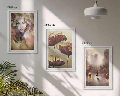 Zidna galerija Apstraktni portret žene s cvijećem i kišom