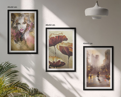 Zidna galerija Apstraktni portret žene s cvijećem i kišom