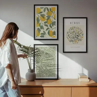 Limuni sa začinskim biljem i lišćem triptih u okviru