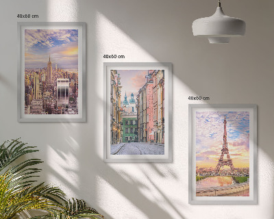 Triptih u okviru Gradovi New York Pariz Sumrak