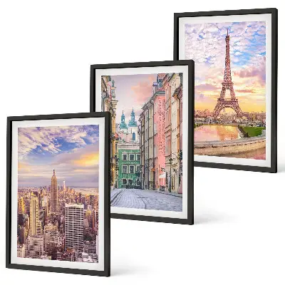 Slika triptih Gradovi New York Pariz Sumrak u okviru