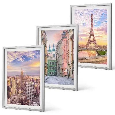 Slika triptih Gradovi New York Pariz Sumrak u okviru