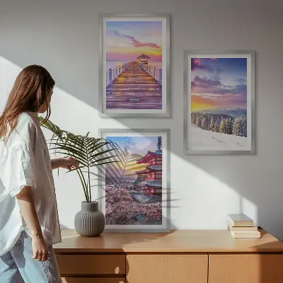 Romantični pejzaži neba set 3 slike u okviru