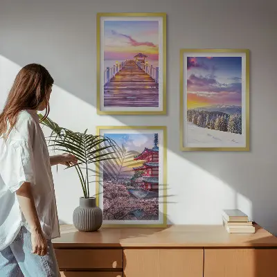 Romantični pejzaži neba set 3 slike u okviru
