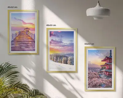 Romantični pejzaži neba set 3 slike u okviru