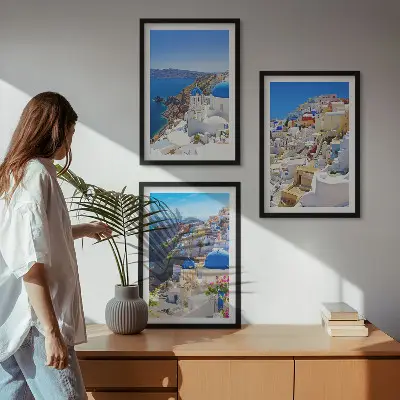 Krajobrazna arhitektura Oia Santorini triptih u okviru