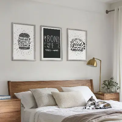 Grafički slogani za hranu i kulinarske proizvode triptih u okviru