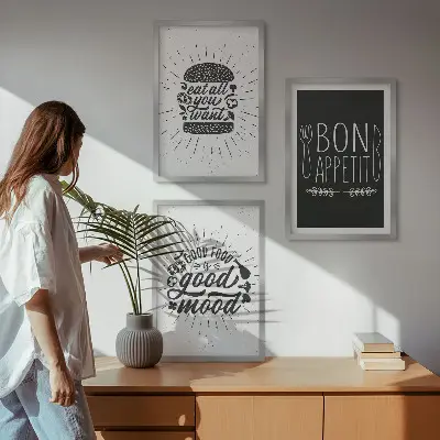 Grafički slogani za hranu i kulinarske proizvode triptih u okviru