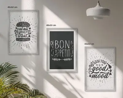 Grafički slogani za hranu i kulinarske proizvode triptih u okviru