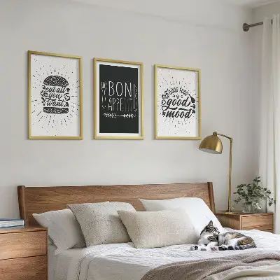Grafički slogani za hranu i kulinarske proizvode triptih u okviru