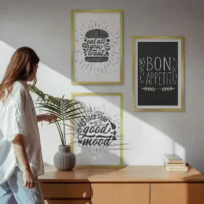 Grafički slogani za hranu i kulinarske proizvode triptih u okviru