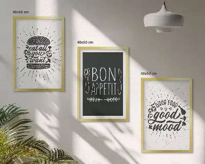 Grafički slogani za hranu i kulinarske proizvode triptih u okviru