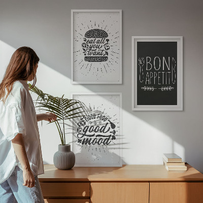 Triptih u okviru Grafički slogani za hranu i kulinarske proizvode