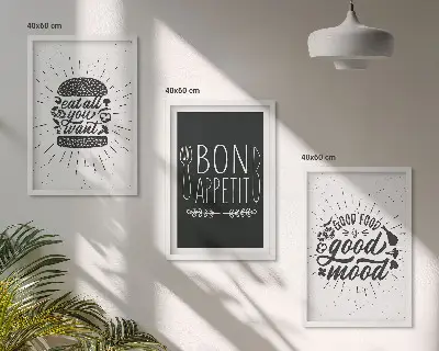 Grafički slogani za hranu i kulinarske proizvode triptih u okviru