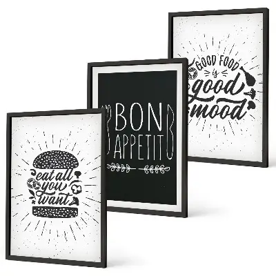 Grafički slogani za hranu i kulinarske proizvode triptih u okviru