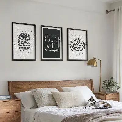 Grafički slogani za hranu i kulinarske proizvode triptih u okviru