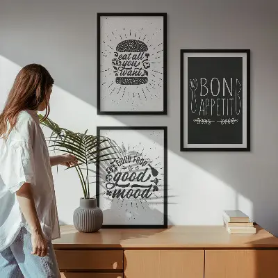 Grafički slogani za hranu i kulinarske proizvode triptih u okviru