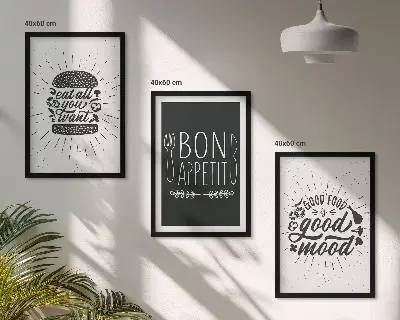 Grafički slogani za hranu i kulinarske proizvode triptih u okviru