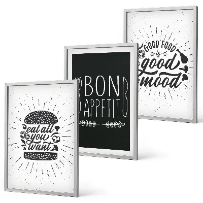 Grafički slogani za hranu i kulinarske proizvode triptih u okviru